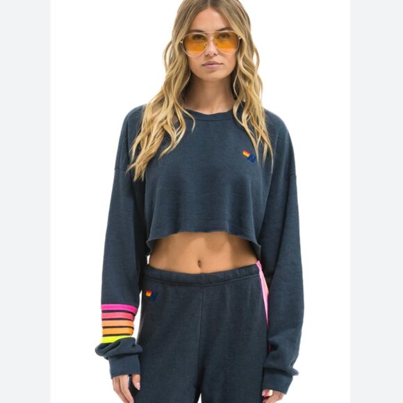 Aviator Nation Tops - Aviator nation rugby cropped sweatshirt new